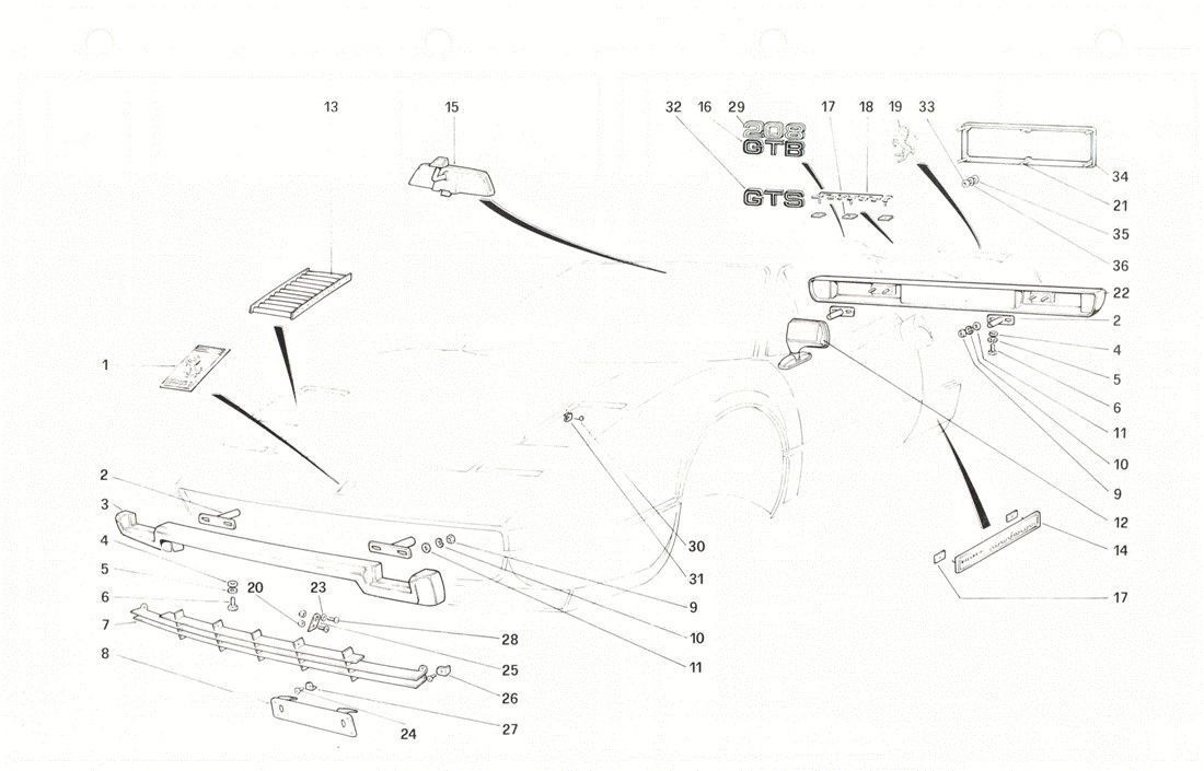 Schematic: Bumpers and mouldings