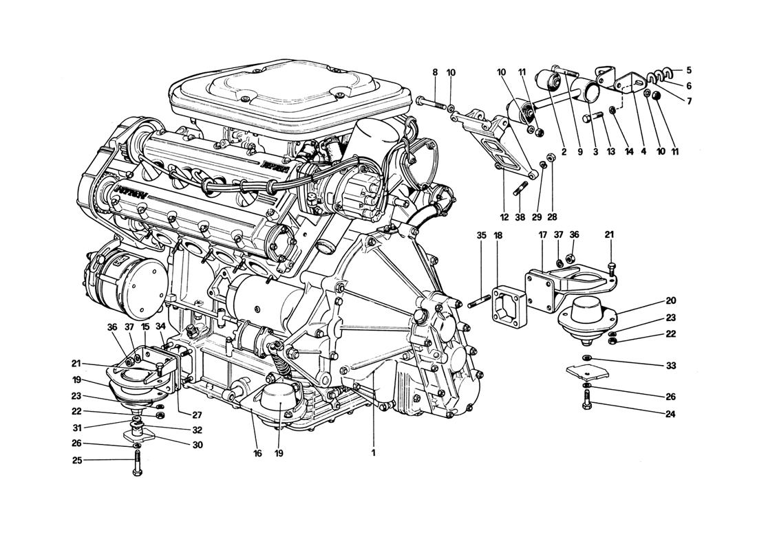 Schematic: Engine - Gearbox And Supports