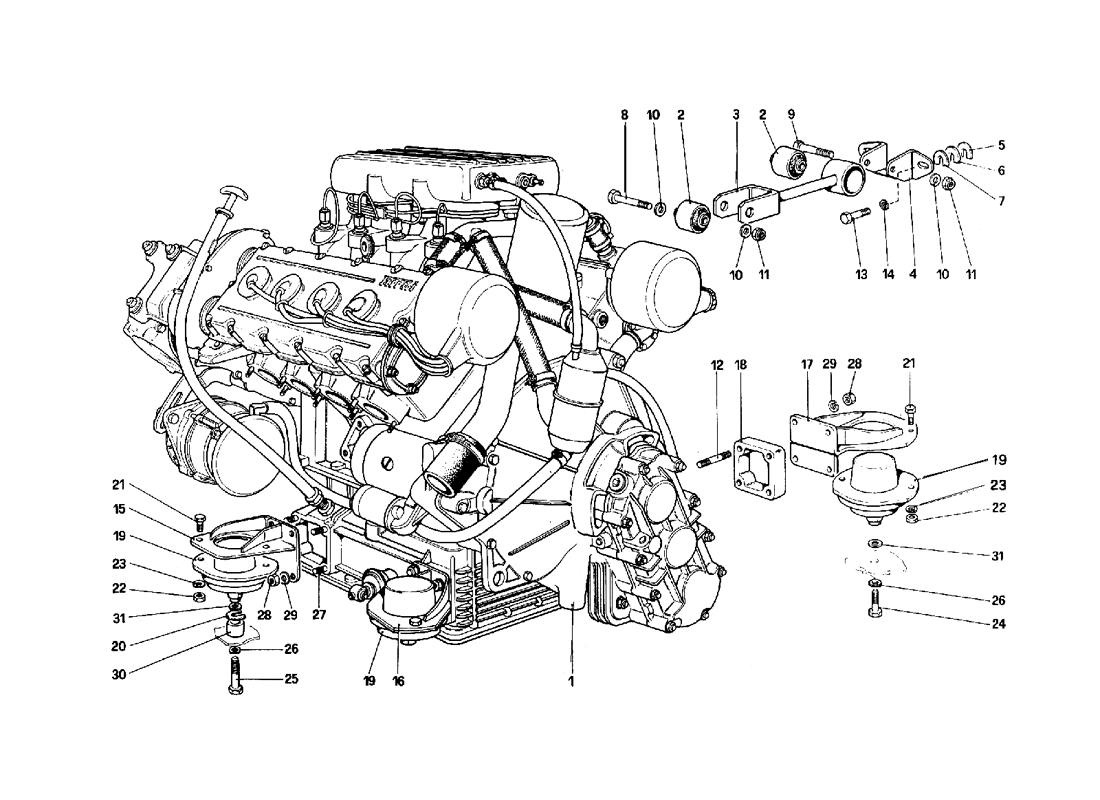 Schematic: Engine - Gearbox And Supports