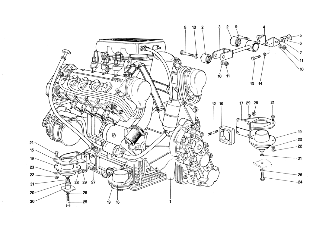 Schematic: Engine - Gearbox And Supports