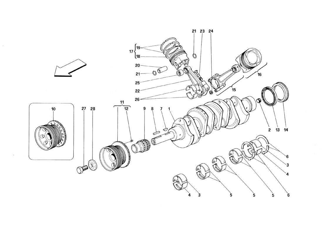 Schematic: Driving Shaft - Connecting Rods And Pistons