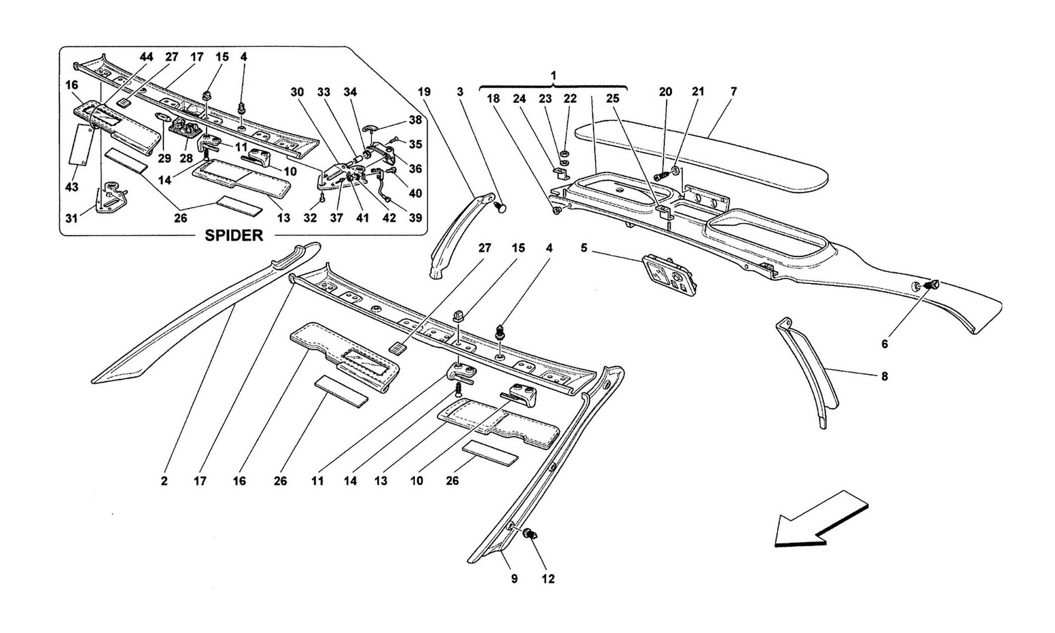 Schematic: Roof Trims -Valid For Gts And Spider-
