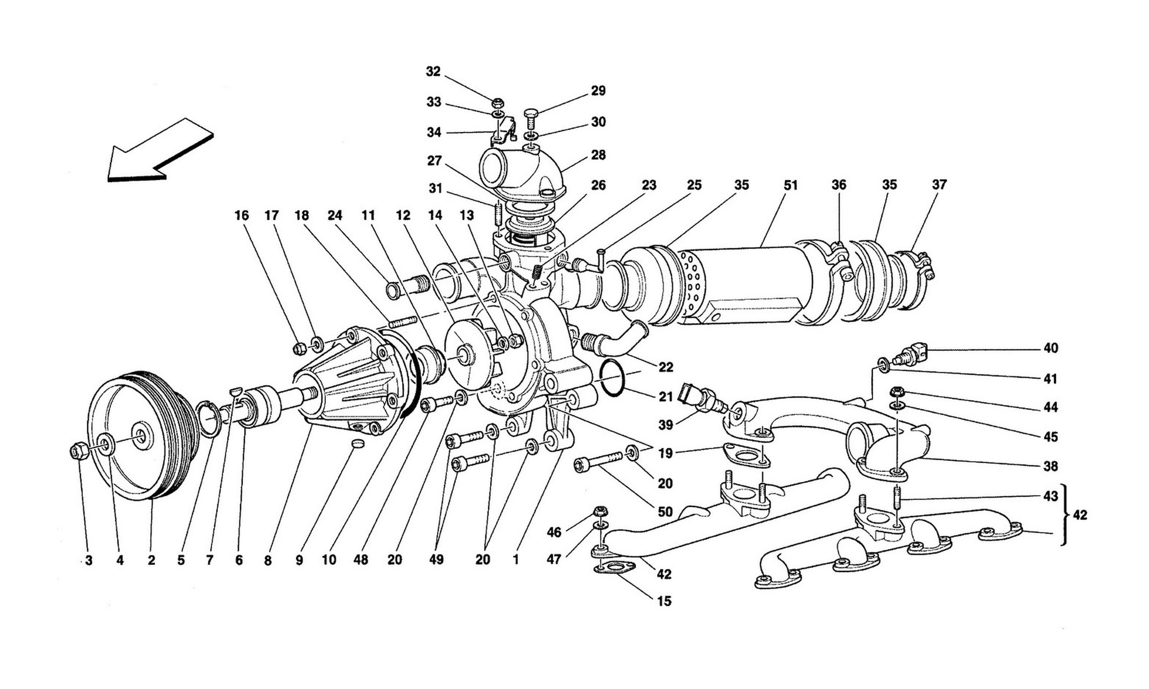Schematic: Water Pump And Oil/Water Heat Exchanger