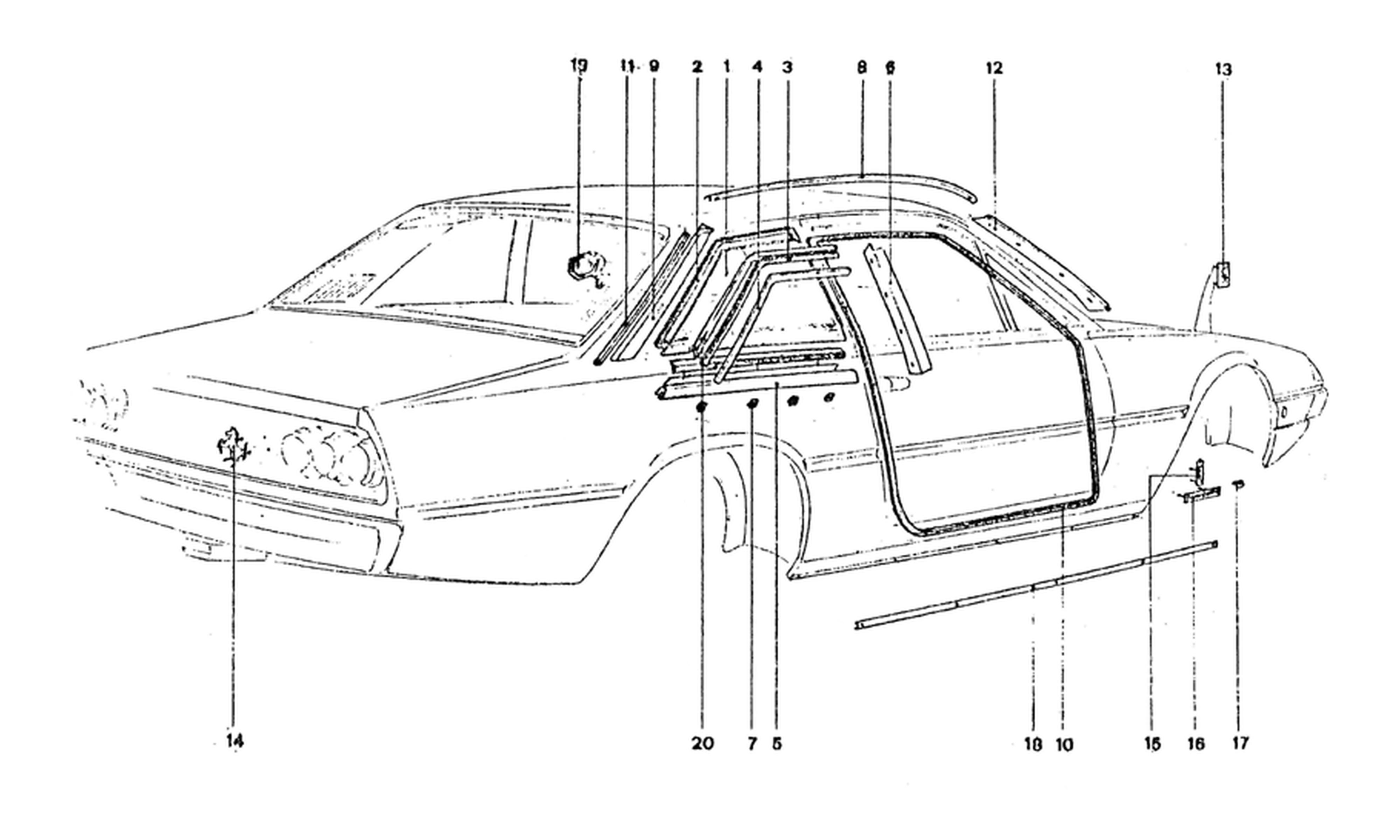Schematic: Side Windows & External Side Trim