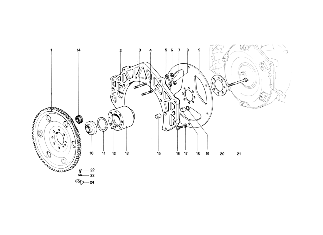 Schematic: Engine Flywheel And Clutch Housing Spacer (400 Automatic)