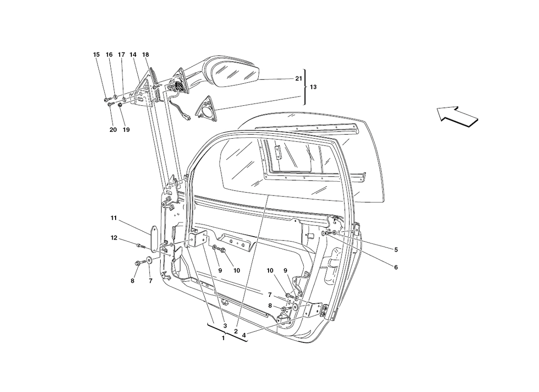 Schematic: Doors - Window And Rearview Mirrors