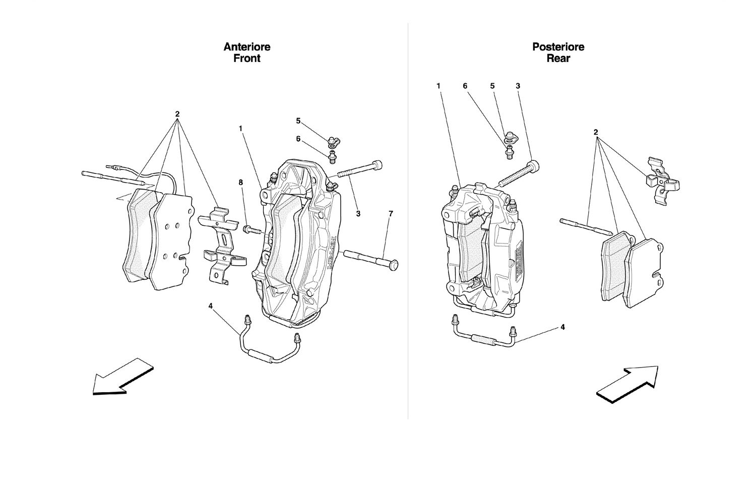 Schematic: Calipers For Front And Rear Brakes