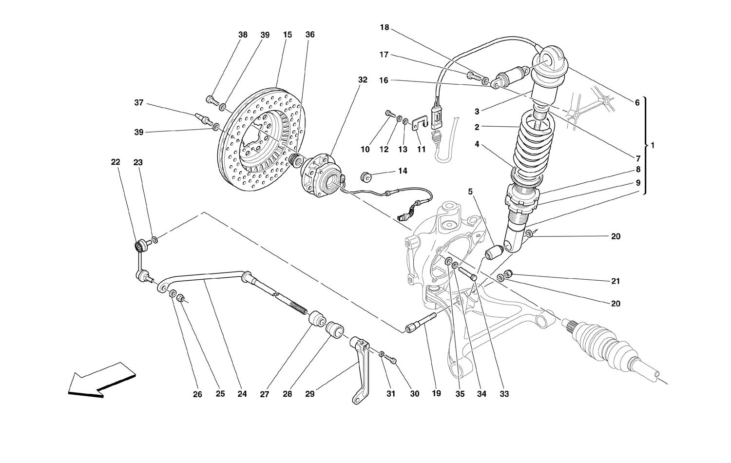 Schematic: Rear Suspension - Shock Absorber And Brake Disc