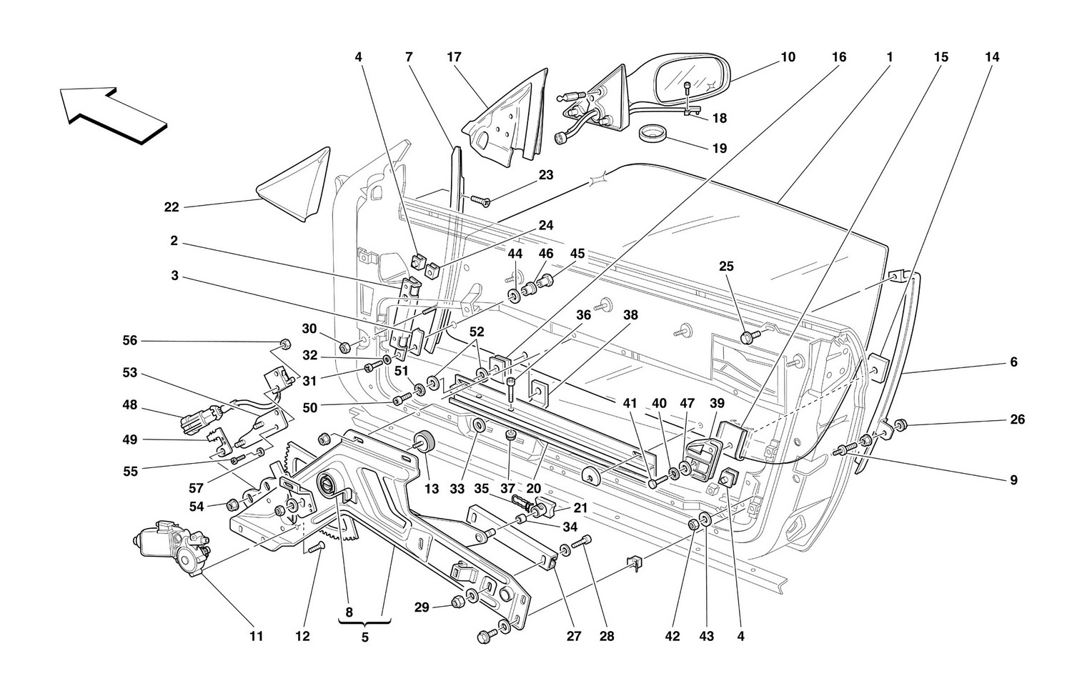 Schematic: Doors - Power Window And Rearview Mirror