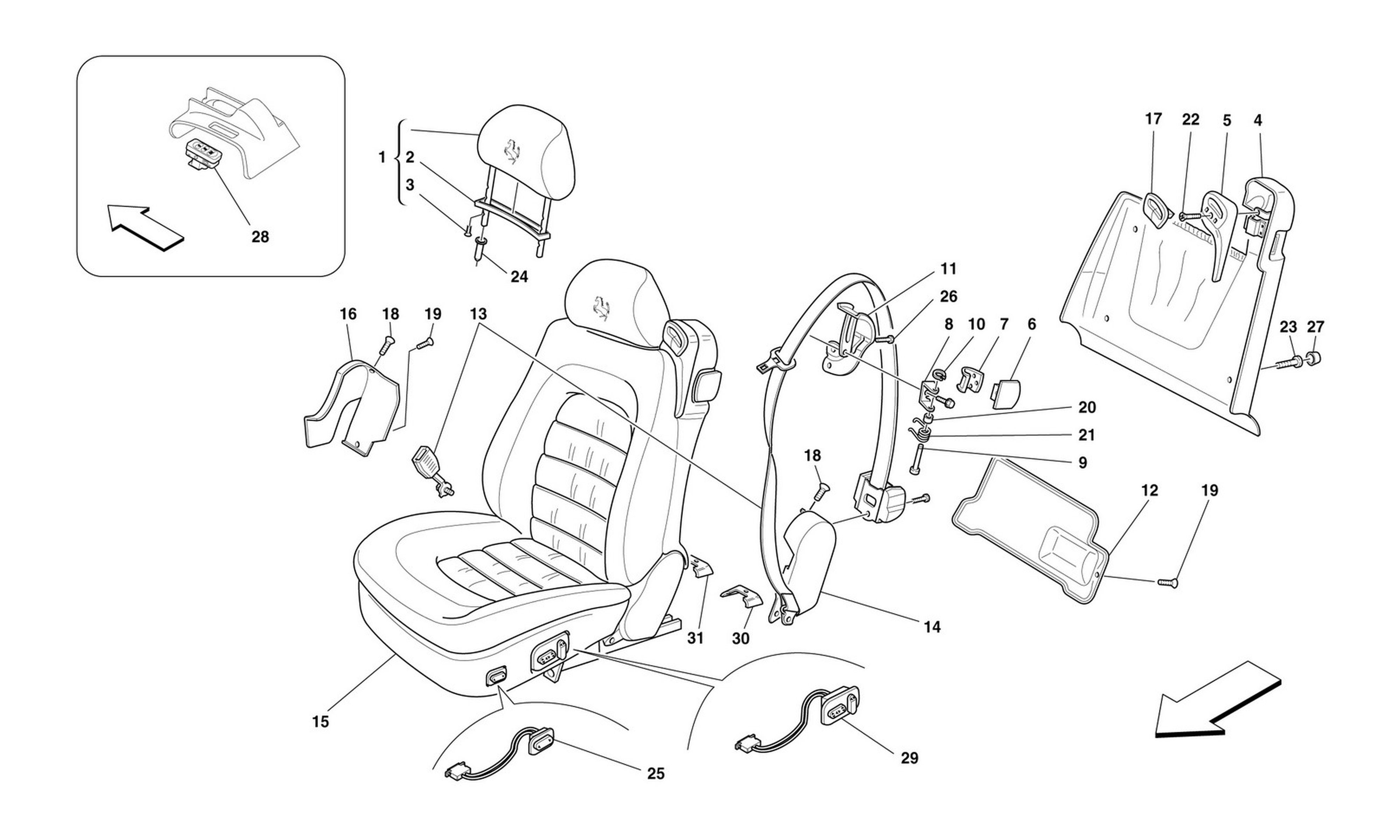 Schematic: Front Seats And Seat Belts
