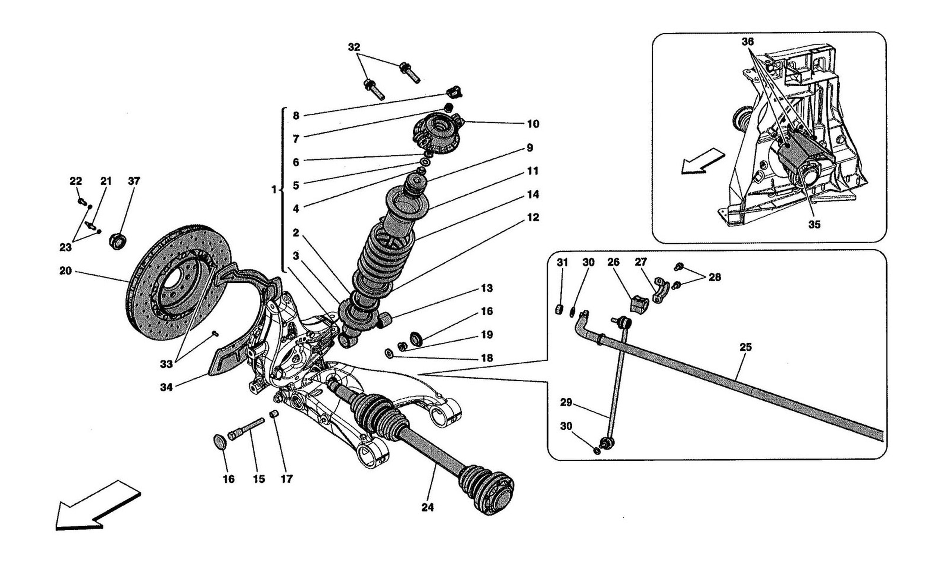 Schematic: Rear Suspension - Shock Absorber And Brake Disc