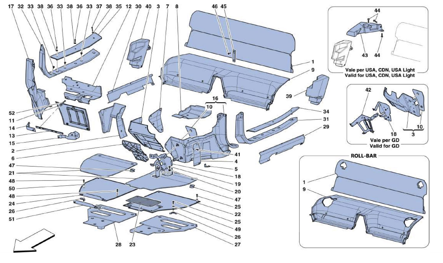 Schematic: Passengers Compartment Carpets