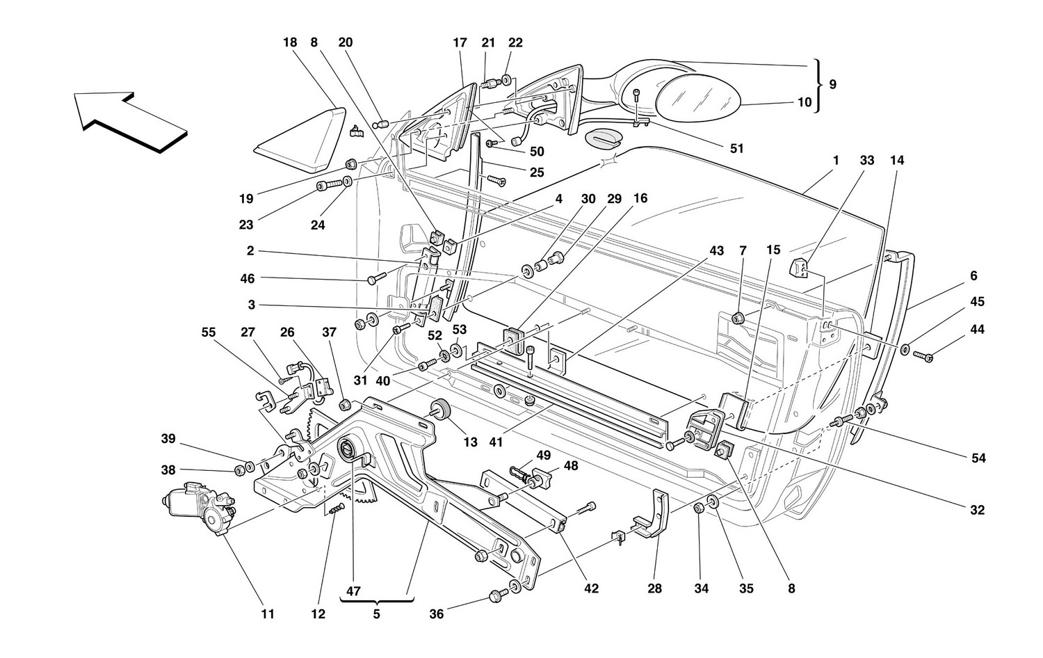 Schematic: Doors - Power Window And Rearview Mirror