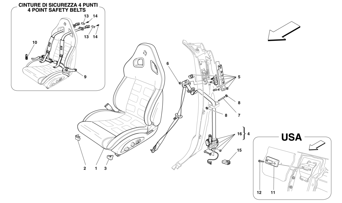 Schematic: Complete Front Seat And Seat Belts
