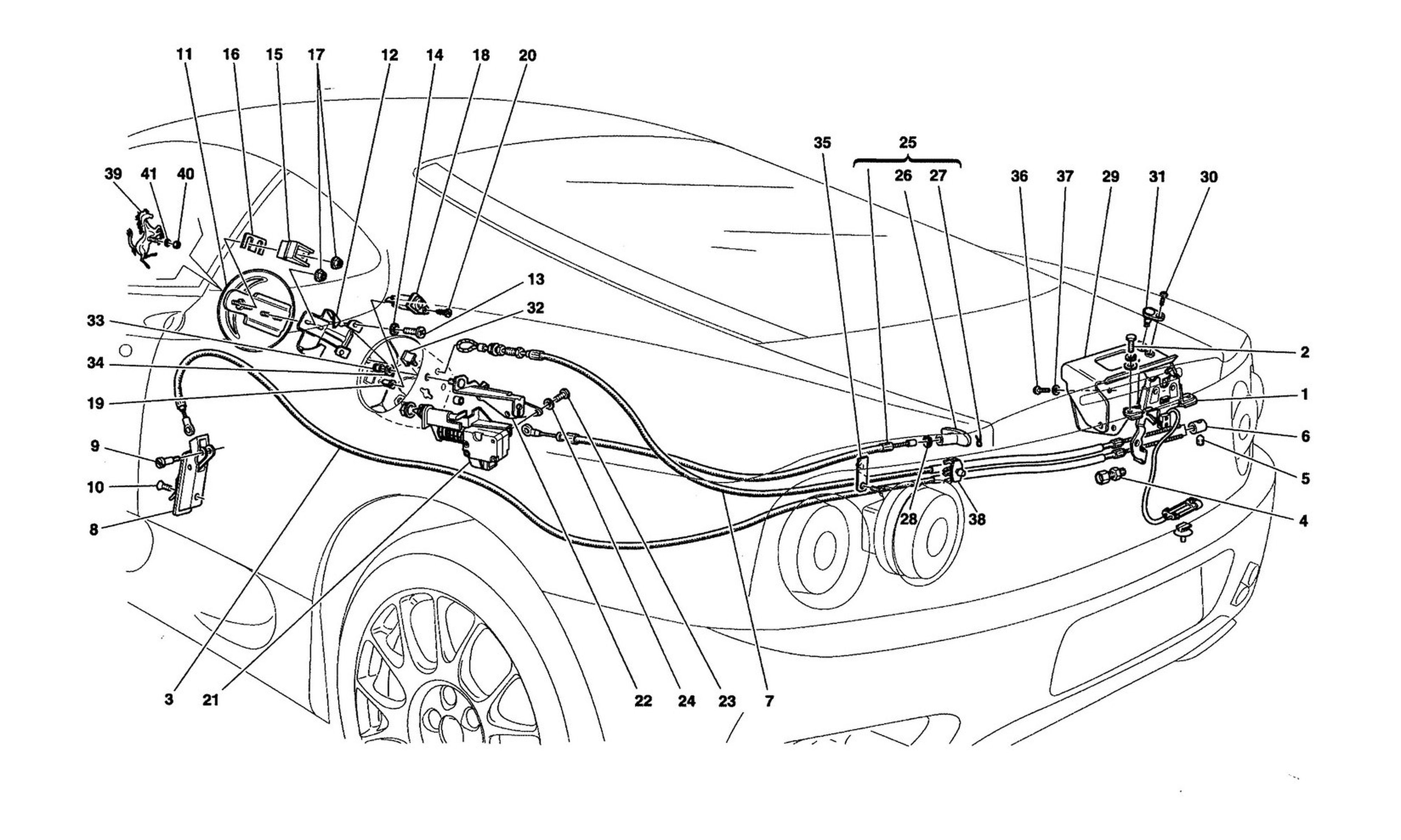 Schematic: Opening Devices For Engine Bonnet And Gas Door