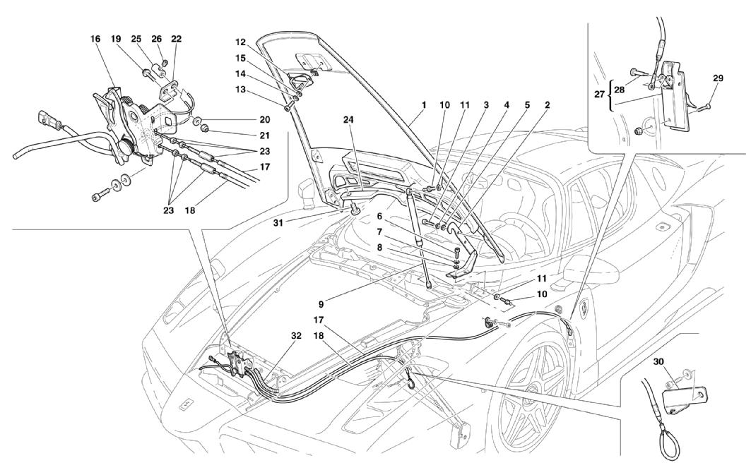 Schematic: Front Hood And Opening Device