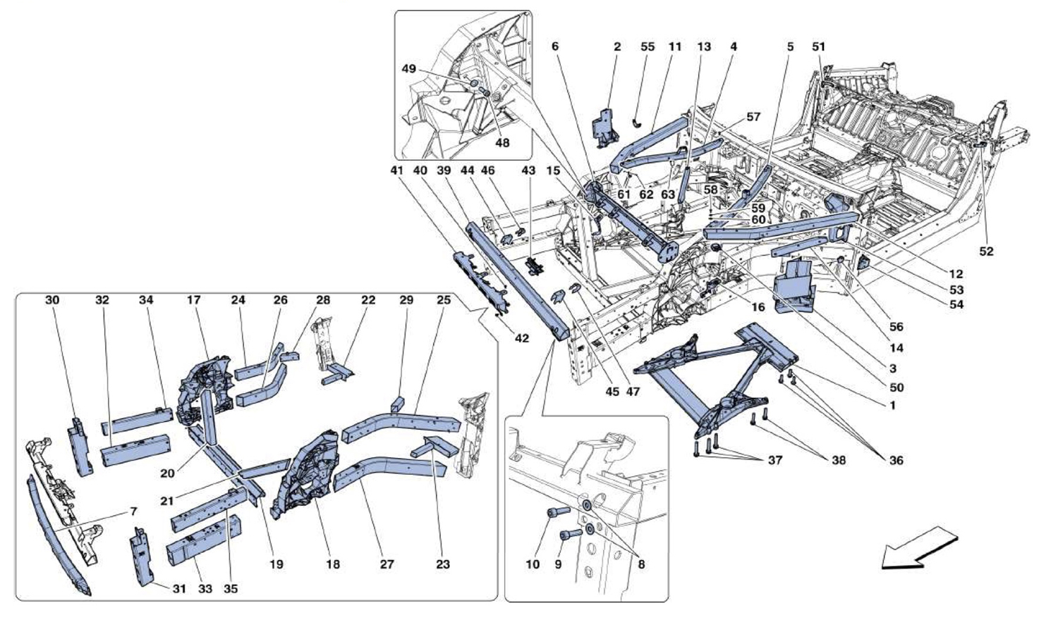Schematic: Structures And Elements, Front Of Vehicle