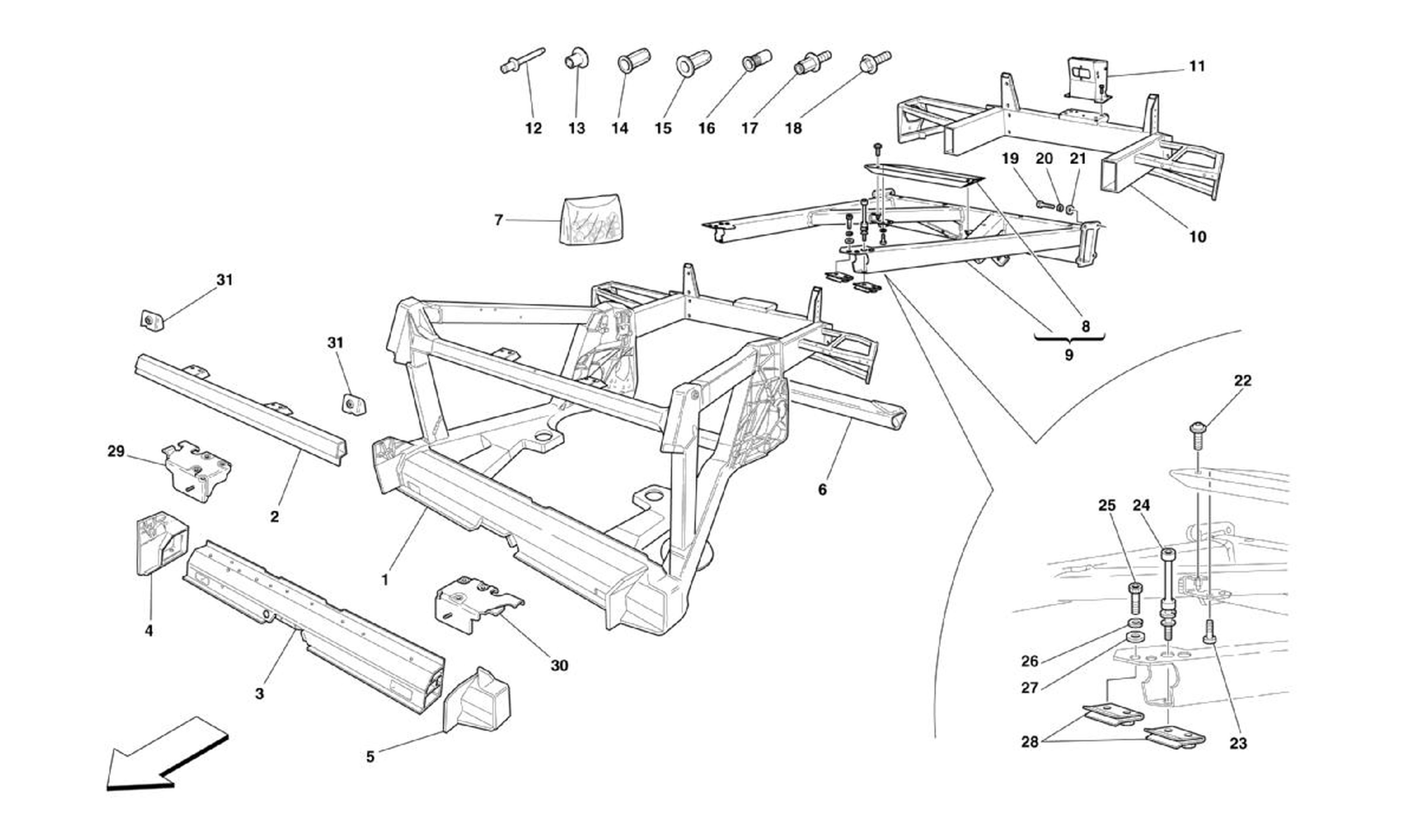 Schematic: Chassis - Structure, Rear Elements And Panels