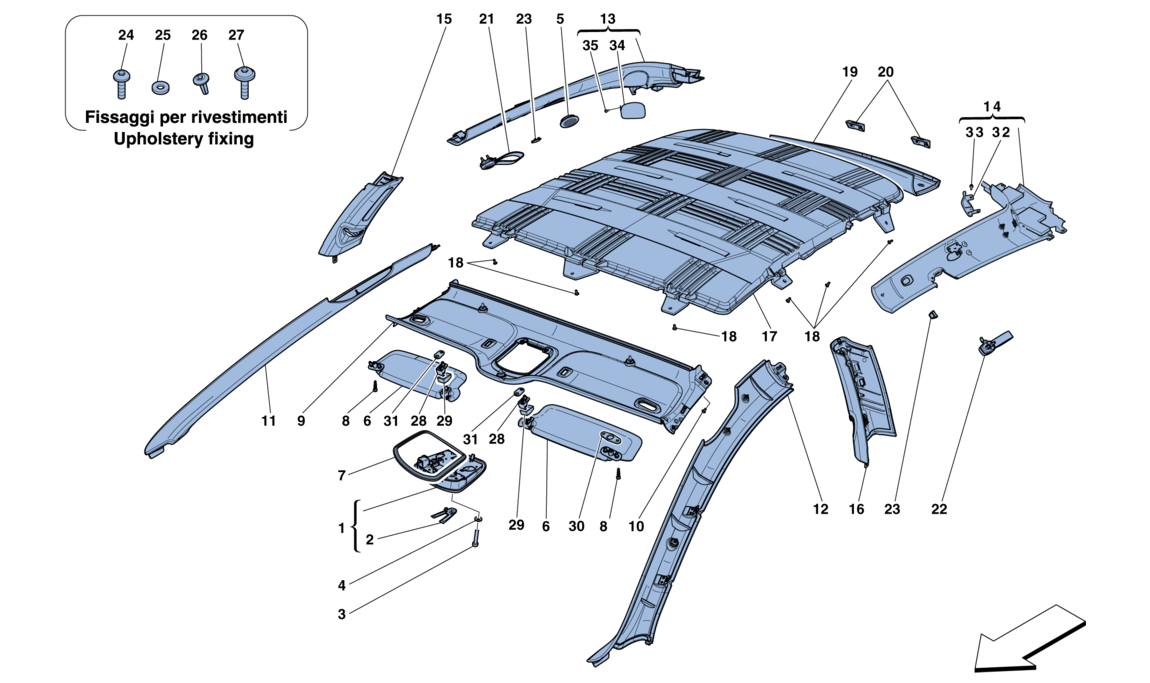 Schematic: Headliner Trim And Accessories