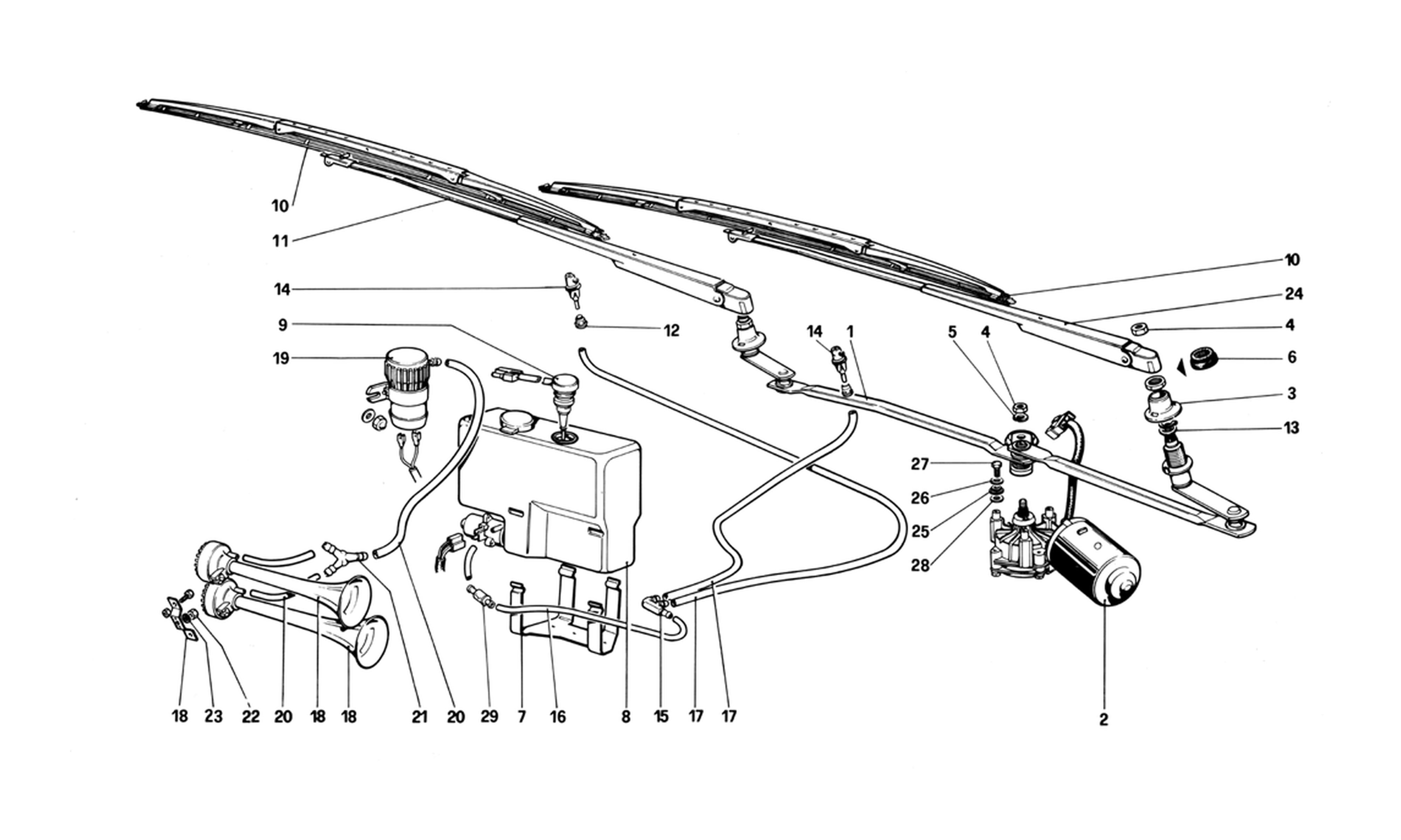Schematic: Windshield Wiper - Washer And Horn