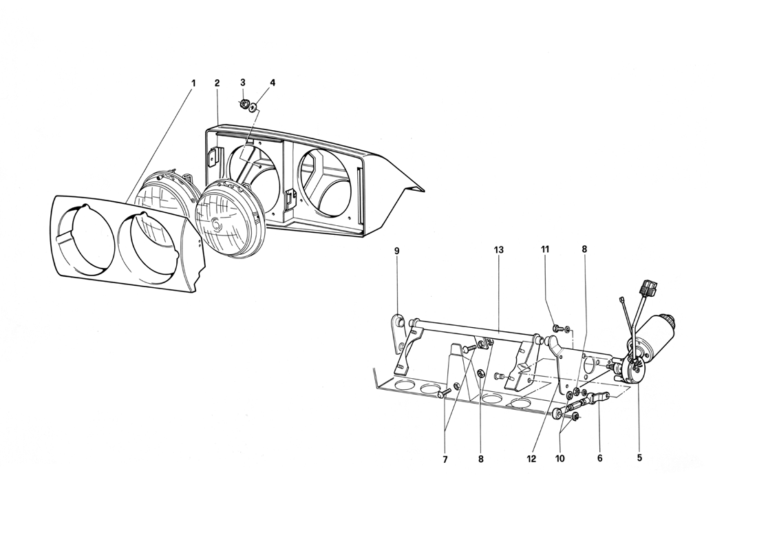 Schematic: Front Headlight Lifting Device